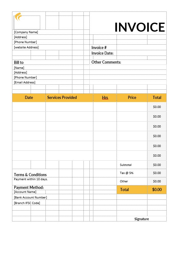 Baby Sitting Invoice Template PSD template